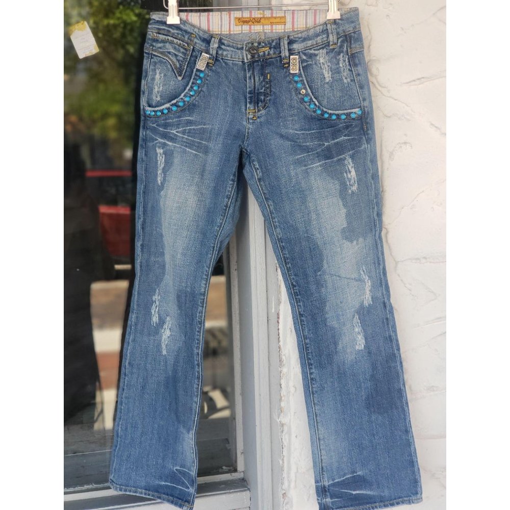 Vigoss Gold , Distressed Denim, studs